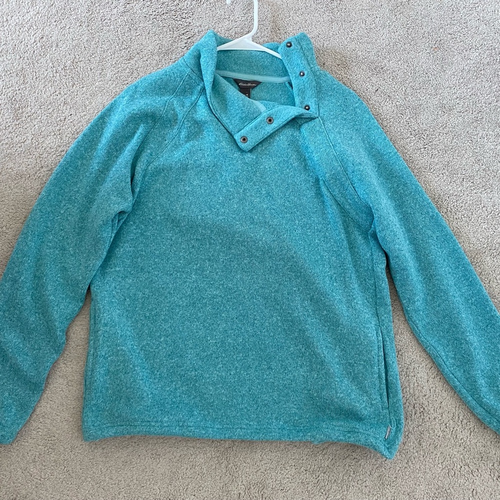 Eddie Bauer Teal Sweatshirt with Side Neck NWOT